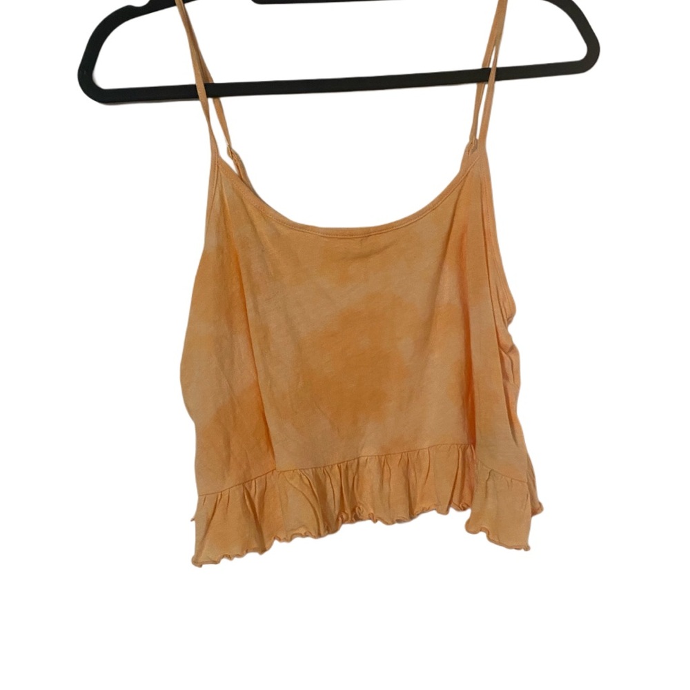 American Eagle Orange Tie Dye Ruffled Crop Camisole/Tanktop